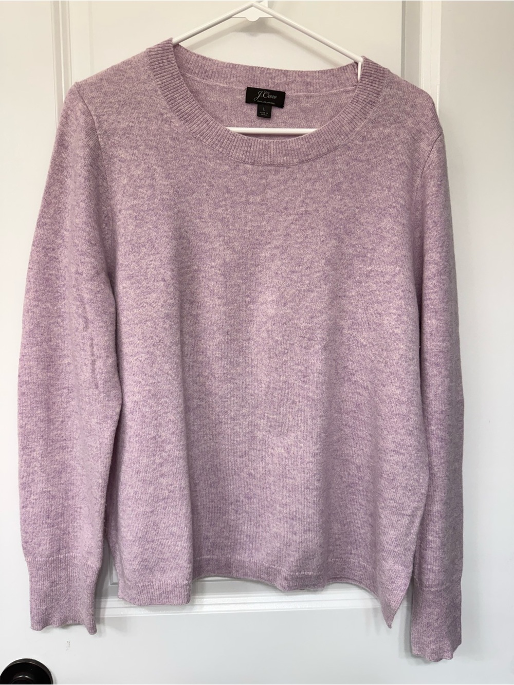 J. Crew Women’s Light Lavender Crewneck Cashmere Sweater, Size Large